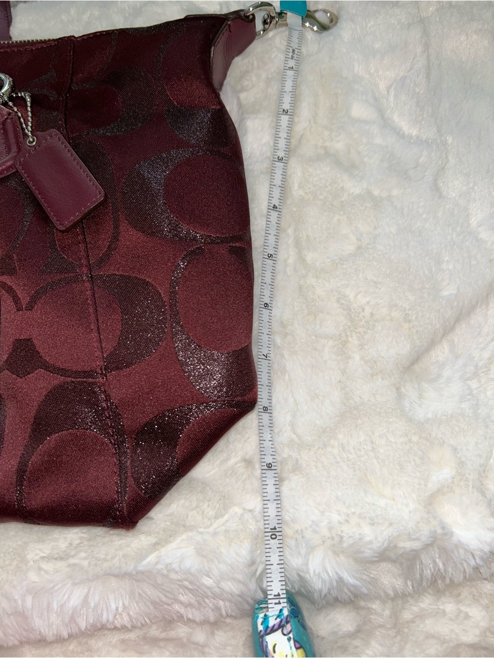Coach Burgundy Signature Logo Tote with Leather Trim - Picture 12 of 12